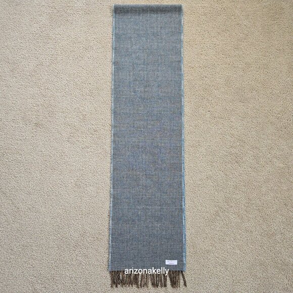 NWOT McNutt Lambswool Scarf Blue Brown - Picture 2 of 13